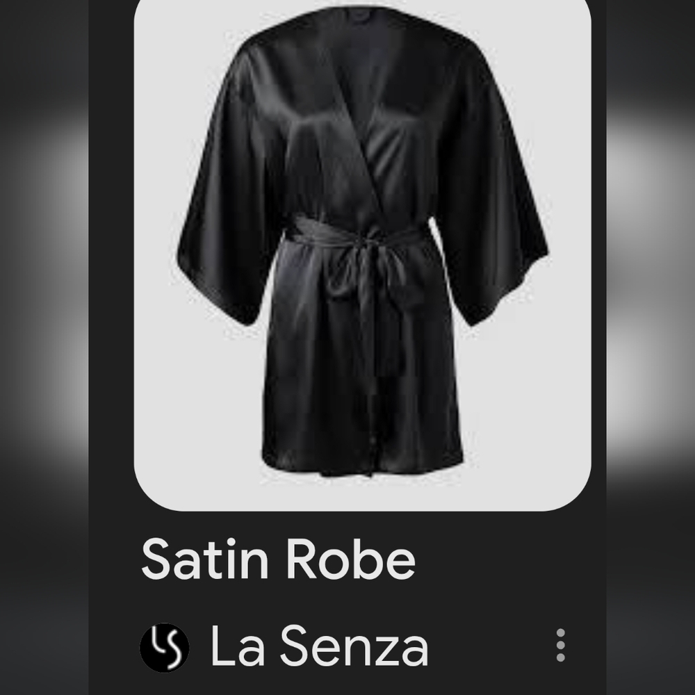 La SENZA Black Satin Kimono Robe And Nighty